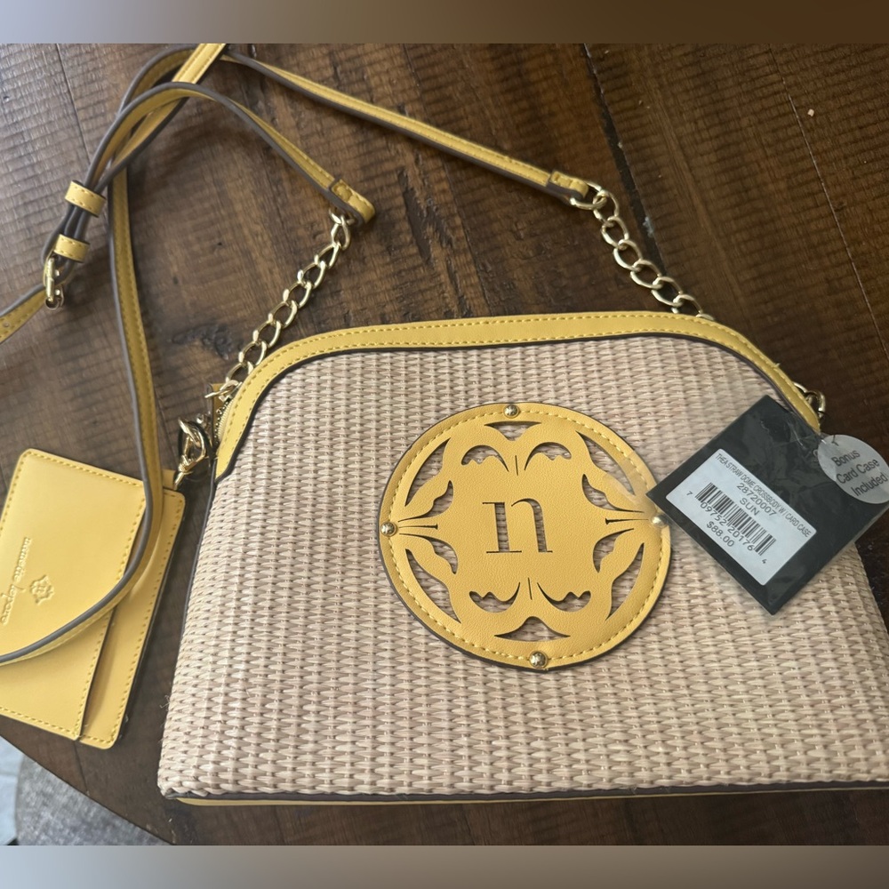 Nanette Lepore straw crossbody purse and card case NWT